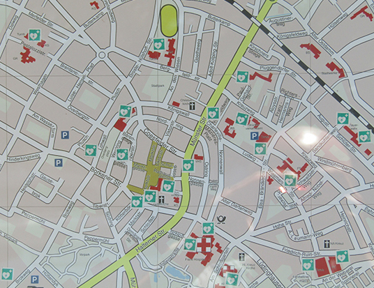 Дюльмен: карта с местами расположения АНД в центре города